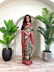 Graceful Dola Viscose Green Color Saree
