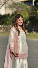 Adorable Roman Silk White Color Salwar Suit