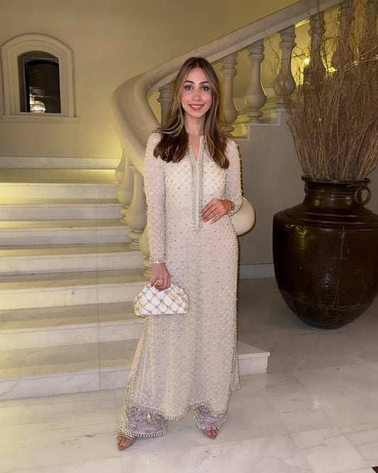 Unique Georgette Cream Color Salwar Suit