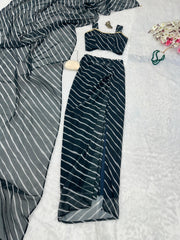 Exclusive Black Color Draped Skirt With Top & Dupatta