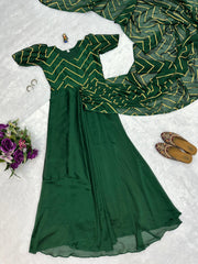 Adorable Rangoli Green Color Gown