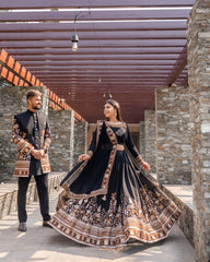 Marriage Special Sequence Work Black Color lehenga choli