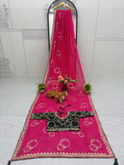 Function Wear Gota Pati Work Pink Saree