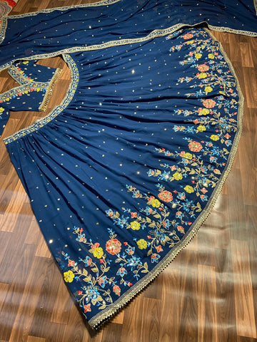 Awesome Georgette Blue Color Lehenga Choli