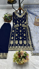 Function Wear Heavy Work Navy Blue Palazzo Suit