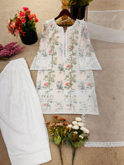 Stunning Organza Silk White Color Salwar Suit