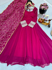 Superhit Georgette Pink Color Gown