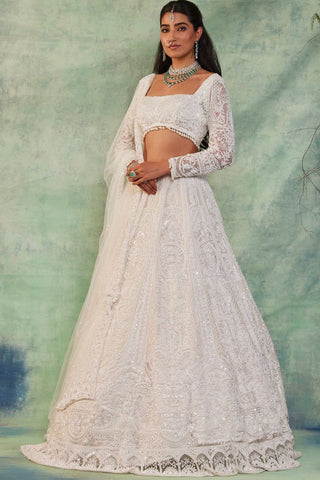 Marriage Special Butterfly Net White Color Lehenga Choli