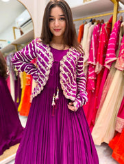 Gorgeous Pink Georgette Embroidery Sequence Koti With Gown