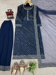 Exclusive Sequence Work Blue Color Salwar Suit
