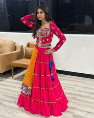 Exclusive Pink Georgette Mirror Work Lehenga Choli