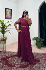 Flattering Georgette Maroon Color Gown