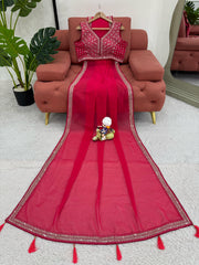 Amazing Red Color Georgette Saree