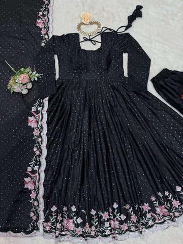 Presenting Sequence Work Black Color Gown