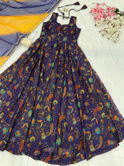 Fantastic Organza Silk Multi Color Anarkali Gown