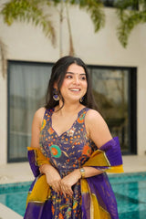 Fantastic Organza Silk Multi Color Anarkali Gown
