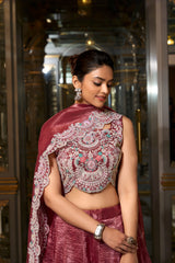Wedding & Party Wear Gold Crush Maroon Color Lehenga Choli