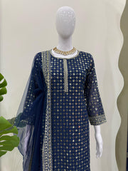 Exclusive Sequence Work Blue Color Salwar Suit