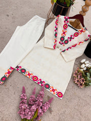 Gorgeous White Color Thread Work Co-ord Set