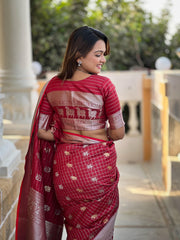 Good Looking Soft Silk Red Color Saree