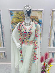 Beautiful Embroidery Work Pista Color Palazzo Suit With Koti