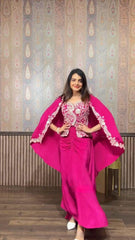Party Wear Pink Color Skirt Koti With Shrug