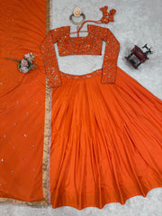 Good Looking Sequence Work Orange Color Lehenga Choli