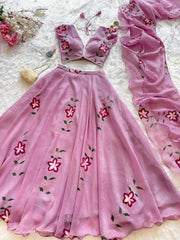 Stylish Lavender Flower Printed Lehenga Choli