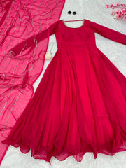 Festive Wear Shine Border Pink Color Gown