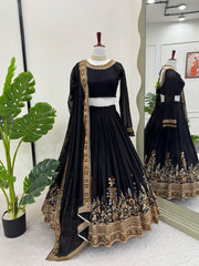 Marriage Special Sequence Work Black Color lehenga choli