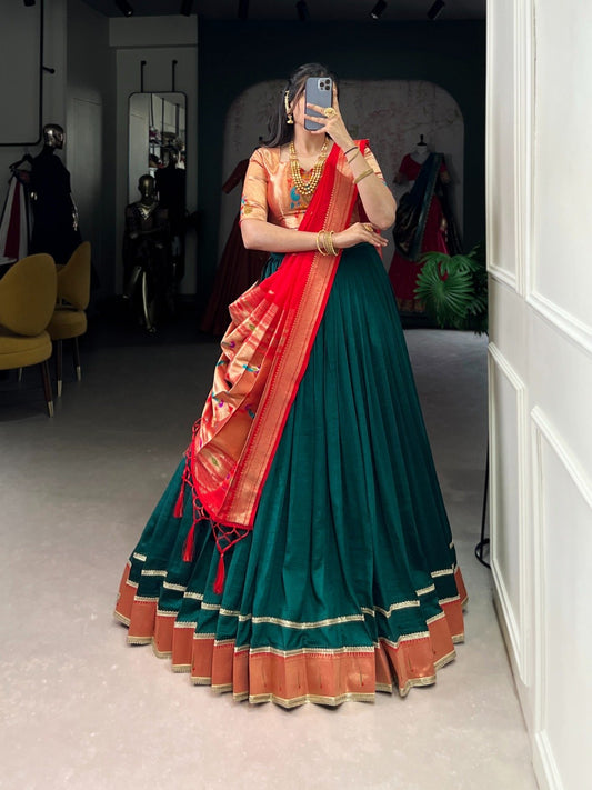 Trendy Green Vichitra Silk Zari Work Lehenga Choli