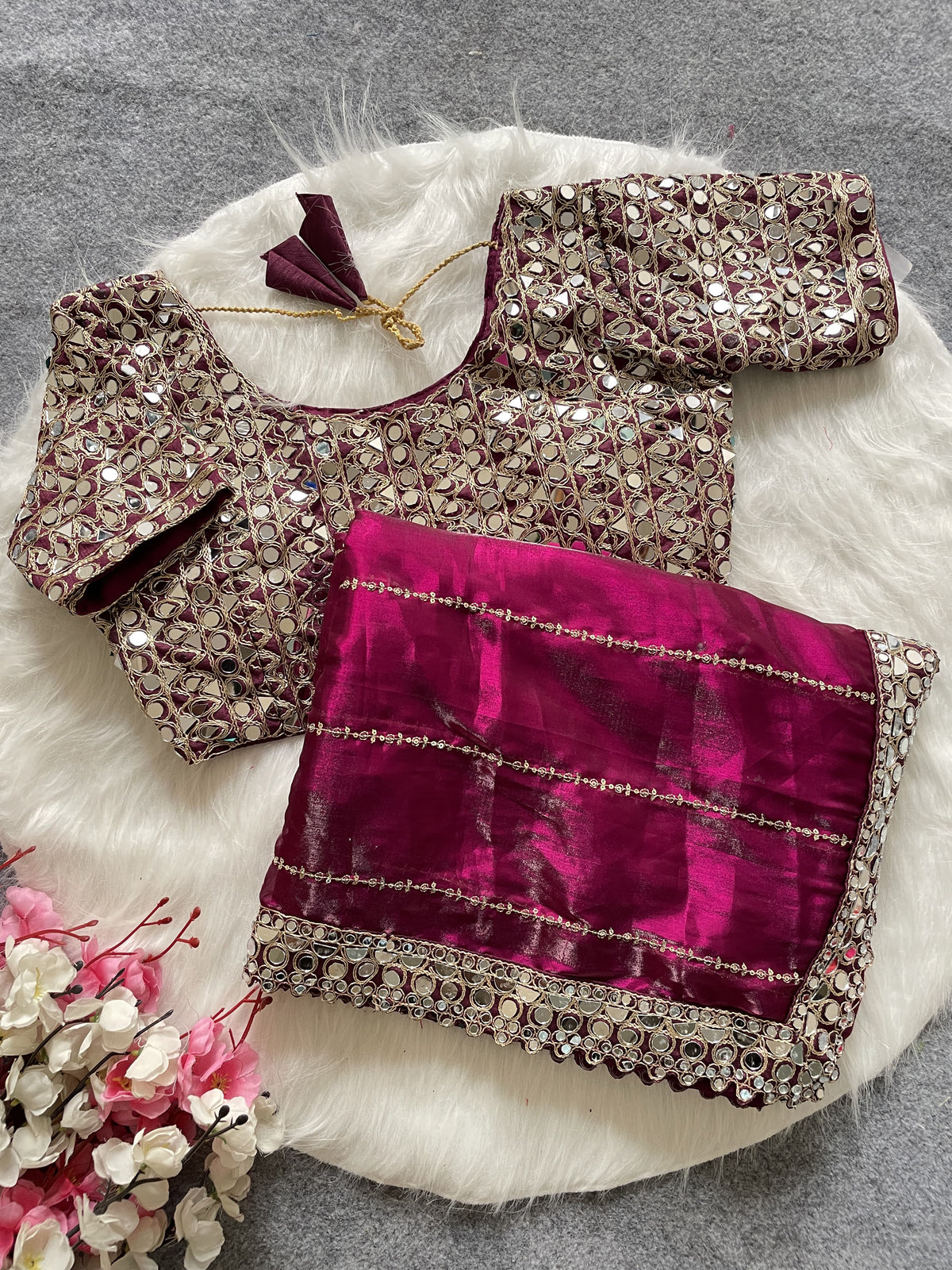 Beautiful Jimmy Chu Wine Color Saree