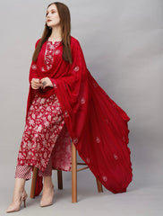 Preferable Reyon Red Color Salwar suit