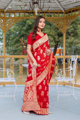 Wonderful Banarasi Silk Red Color Saree