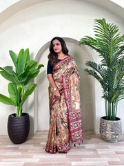 Graceful Dola Viscose Beige Color Saree