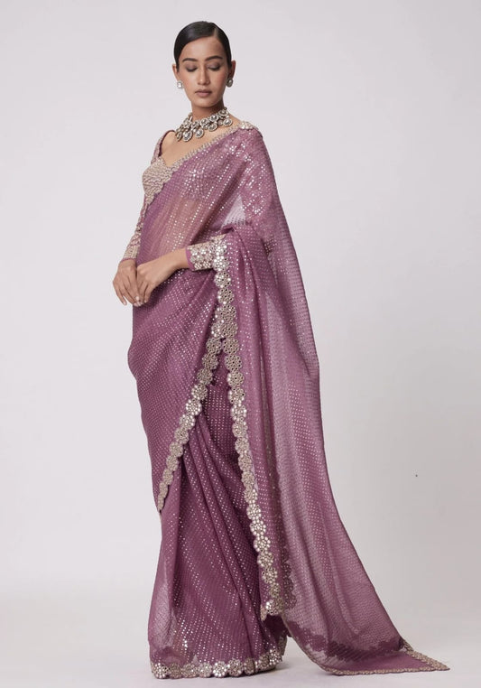 Fantastic Georgette Work Pink Color Saree
