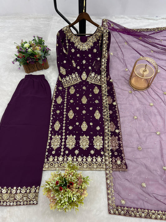 Function Wear Heavy Work Wine Palazzo Suit