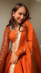 Good Looking Sequence Work Orange Color Lehenga Choli