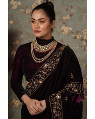 Superhit Sequins With Embroidery Work Maroon Color Designer saree