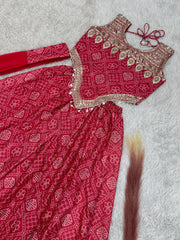 Occasion Wear Chinon Silk Red Color Sharara Suit