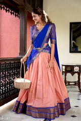 Exclusive Kanchipuram Peach Color Lehenga Choli
