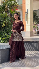 Wine Color Punjabi Style Suit With Dupatta