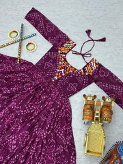 Amazing Purple Georgette Gamthi Work Navratri Gown