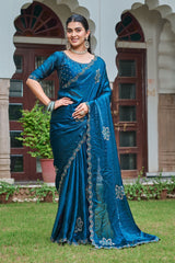 Wonderful Wine Fendi Silk Diamond Work Saree