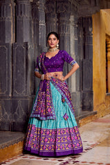 Ravishing Sky Blue Tasar Silk Lehenga Choli