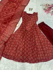 Gorgeous Soft Cotton Red Color Gown