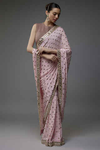Mesmerizing Pink Faux Georgette Sequin Work Saree