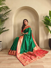 Festive Wear Green Color Rich Pallu Paithani Silk Saree