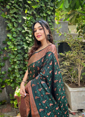 Outstanding Green Color Soft  Silk Saree