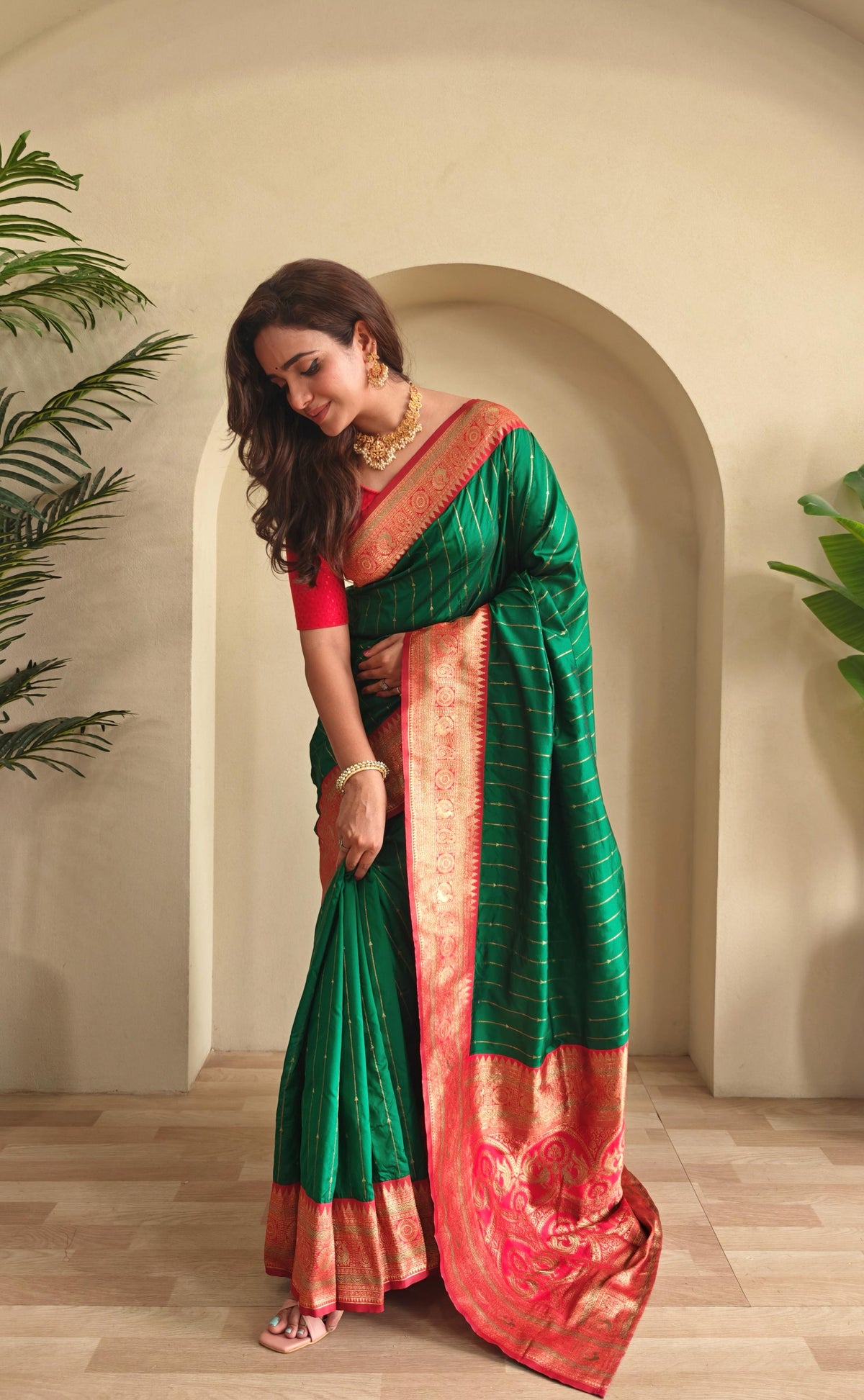 Festive Wear Green Color Rich Pallu Paithani Silk Saree